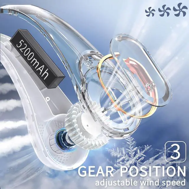 Alt view image 4 of 6 - Neck Fan, Portable Personal Fan Strong Wind, 4000mAh, Air Volume,360° Cooling, No Hair Twisting, Air Volume On 2 Sides, Non-Slip, Quick Charge, Long Use Time, Birthday Gift for Women, Dad, Men