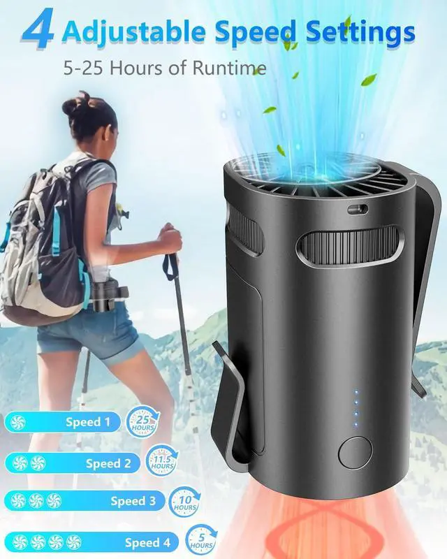 Alt view image 2 of 5 - Waist Fan Clip on-Mini Lightweight Portable Fans Rechargeable Under Shirt Belt Pants Body Fans that Blow Cold Air,Waistband Cooling Fan,Powerful Small Personal Hanging Neck Cooler AC Travel Black