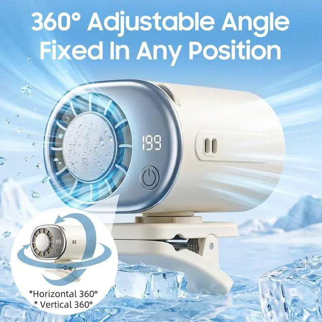 Alt view image 5 of 7 - New Car Clip on Air Conditioner Fan with LED Display, Car Clip on Air Conditioner, Mini Cooling System for Auto Vehicle, 360° Rotation Adjustable, 199 Speeds,Portable Air Conditioner for Cars (White)