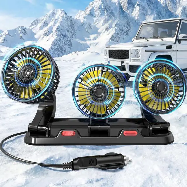 Main image of Portable 3-Head Car Cooling Fan, Fans for Vehicles Cars Trucks Dashboard (Cigarette Lighter Plug, No Battery)