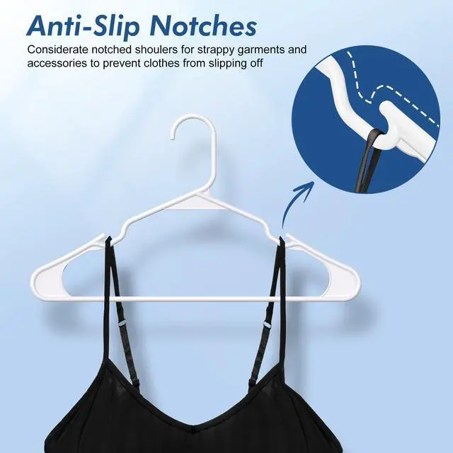 Alt view image 4 of 7 - White Plastic Hangers 20 Pack, 0.25" Slim Space Saving for Closet, Dorm, Laundry, 7 lb Heavy Duty Clothes Hangers Non-Slip Notches Perfect for Shirts, Dresses, Coats, Pants