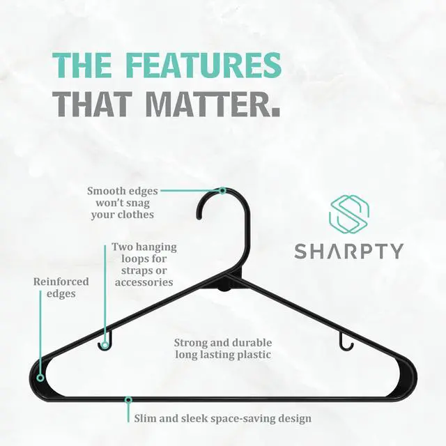 Alt view image 2 of 7 - Plastic Hangers Clothes Hangers for Clothing, Closet, Coats & Shirts - Durable & Space Saving - for Everyday Standard Use, Room Essentials & Basics - 20 Pack - Black