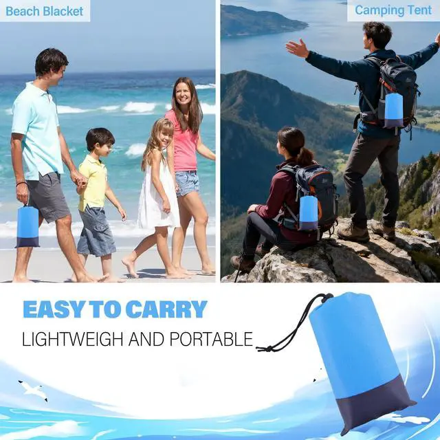 Alt view image 7 of 7 - Beach Blanket Waterproof Sandproof 83"x107" 1-6 Adults Extra Large Beach Mat Quick Drying Outdoor Picnic Mat Beach Accessories for Travel, Camping, Hiking