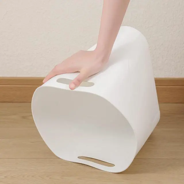 Alt view image 5 of 7 - Small Trash Can, 3.5 Gallon Slim Garbage Can Plastic Waste Basket with Handles Container Bin for Narrow Spaces Bathroom, Bedroom, Kitchen, Office at Home, 2 Pack White