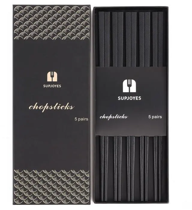 Main image of Premium Reusable Chopsticks, Dishwasher Safe Fiberglass Chopsticks, Japanese Chinese Chop Sticks 5 Pairs Gift Set 9.5 Inch