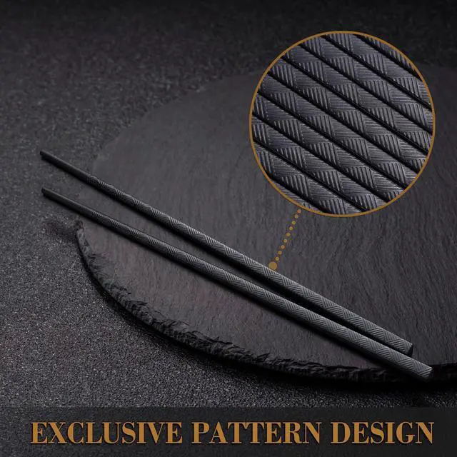 Alt view image 2 of 7 - Premium Reusable Chopsticks, Dishwasher Safe Fiberglass Chopsticks, Japanese Chinese Chop Sticks 5 Pairs Gift Set 9.5 Inch