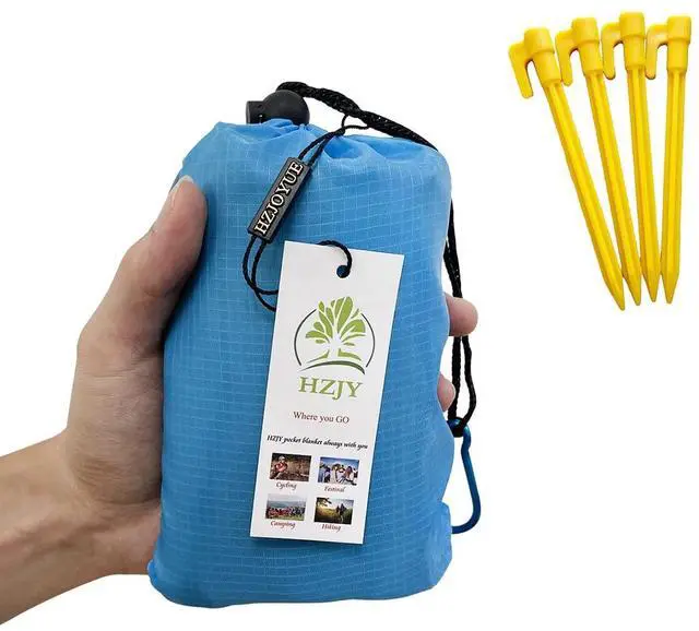 Main image of Pocket Blanket 71"x55", Lightweight Compact Sandproof Waterproof Outdoor Blanket for Beach, Hiking, Camping, Travel, Festivals, Picnic with Pockets, Loops, Stakes, Carabiner