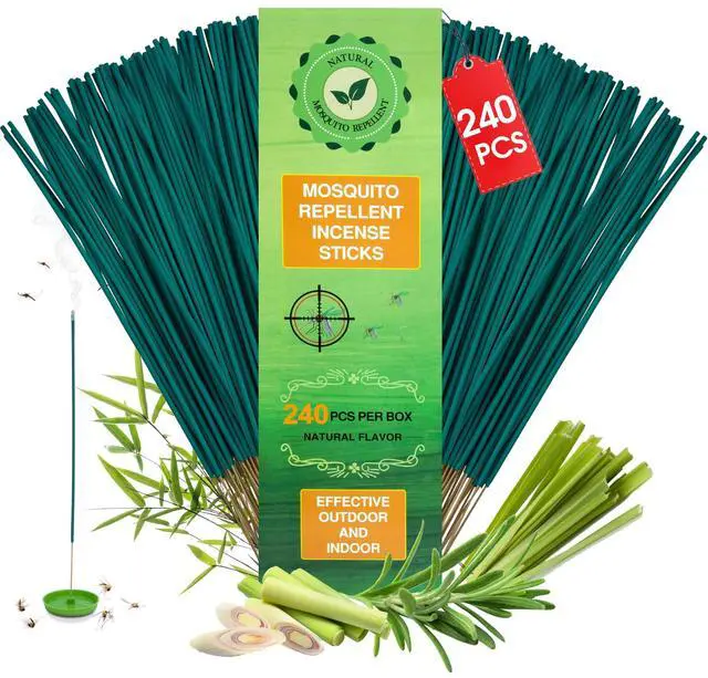 Main image of 240 Pcs Natural Mosquito Repellent Outdoor Patio, Citronella Oil Mosquito Incense Sticks Plant-Based Bug Repellent for Patio Camping Fishing Backyard Travel Mosquito Control