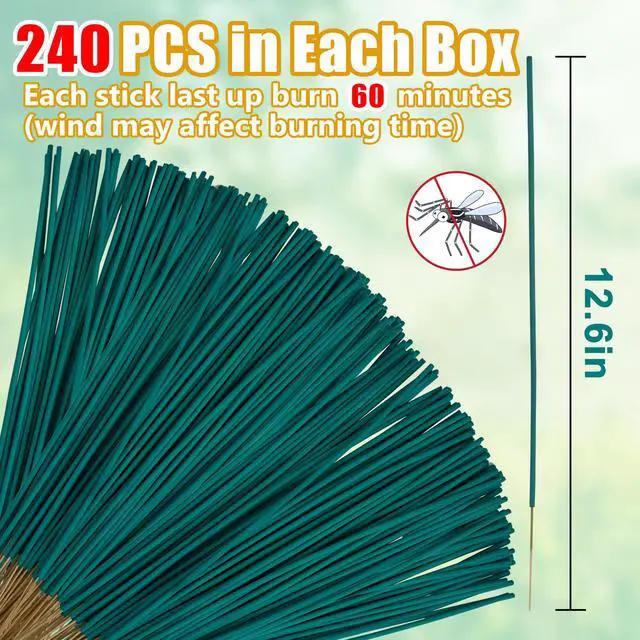 Alt view image 2 of 7 - 240 Pcs Natural Mosquito Repellent Outdoor Patio, Citronella Oil Mosquito Incense Sticks Plant-Based Bug Repellent for Patio Camping Fishing Backyard Travel Mosquito Control