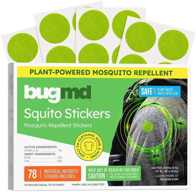 Main image of Squito Stickers Mosquito Repellent Patch Stickers for Adults (78 Patches), Safe & Effective Insect Repellent Patches for Toddlers, Kids, Camping, Beach & Outdoor Essentials