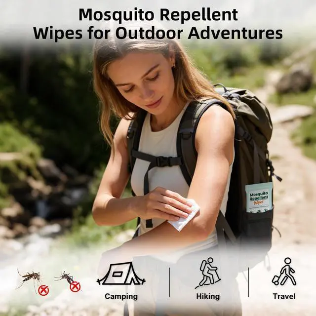 Alt view image 6 of 6 - Mosquito Repellent Wipes, 40 Count Outdoor Insect Bug Repellent Wipes with Natural Citronella, DEET Free, Travel Size, Resealable Pouches 10 Wipes Each for Camping Hiking Travel Patio Garden