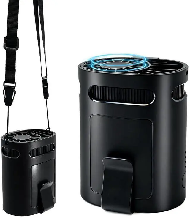 Main image of 2026 Portable Waist & Neck Fan - Rechargeable 4-Speed Quiet Clip On Personal Cooling Device for Camping, Construction, Outdoor (Black)