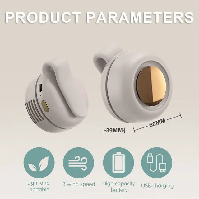 Alt view image 6 of 6 - Portable Silent Mini Bladeless Fan Clip On,Mini Clip on Fan for Shirt & Waist, Portable Small Whirlwind Bladeless Fans,Suitable for Outdoor & Travel & Office,Travel Accessories (Green)