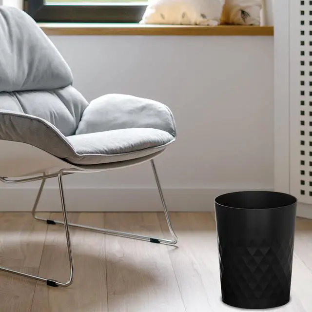Alt view image 2 of 6 - 3 Pack Small Trash Can with Trash Bags Bathroom Garbage Bin Round Plastic Waste Basket for Kitchen, Bedroom, Office, College Dorm, Craft Room, Black