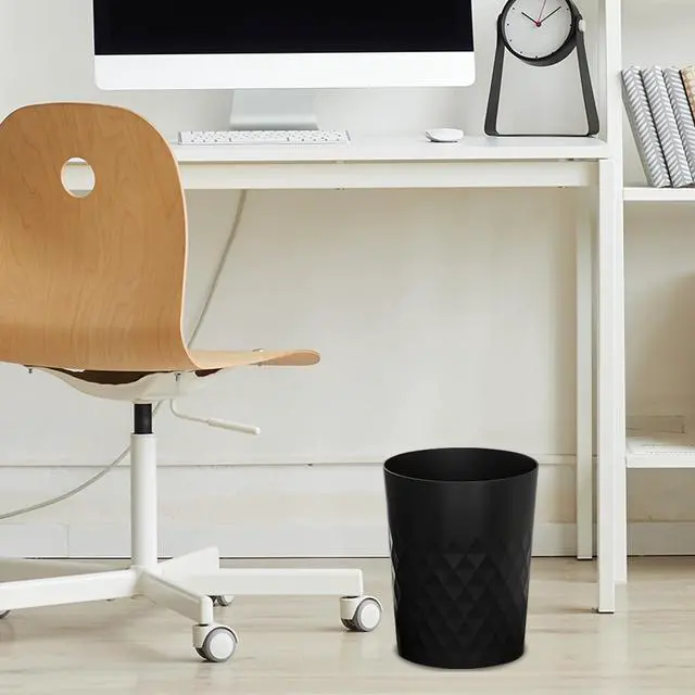 Alt view image 6 of 6 - 3 Pack Small Trash Can with Trash Bags Bathroom Garbage Bin Round Plastic Waste Basket for Kitchen, Bedroom, Office, College Dorm, Craft Room, Black