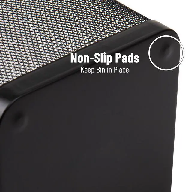 Alt view image 4 of 7 - Mesh Trash Can, Waste Paper Basket, Square, Office, Metal Mesh, Set of 2, Black