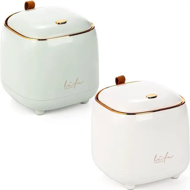 Main image of 2 Pack Tabletop Trash Can with Pop-up Lid, Mini Plastic Countertop Trash Can Wastebasket Rubbish Bin, Small Desktop Garbage Can with Removable Inner for Bathroom Vanity, Bedroom, Office, Car