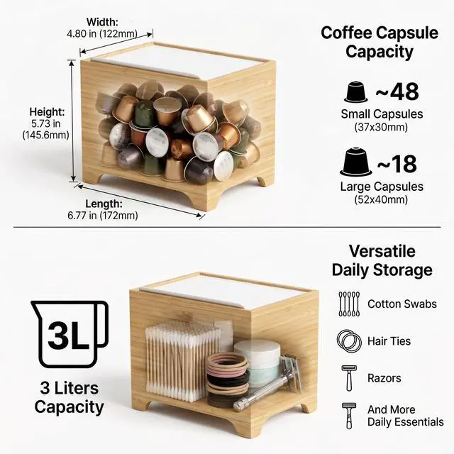 Alt view image 5 of 7 - Mini Trash Can with Lid, Bamboo Desktop Small Trash Can Recycling Bin Cute Metal Garbage Can for Tabletop Countertop Use,Stainless Steel 1.2Gal/4.5L Waste Bin for Office Parlor Car Bedroom