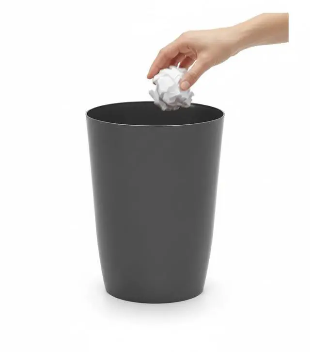 Main image of Mini Waste Basket - Durable Small Plastic Garbage Trash Can Bin - Lidless Open-Top, Slim Profile for Compact Spaces - Suitable for Home, Bathroom, Office, Bedroom, Kitchen and More, Grey