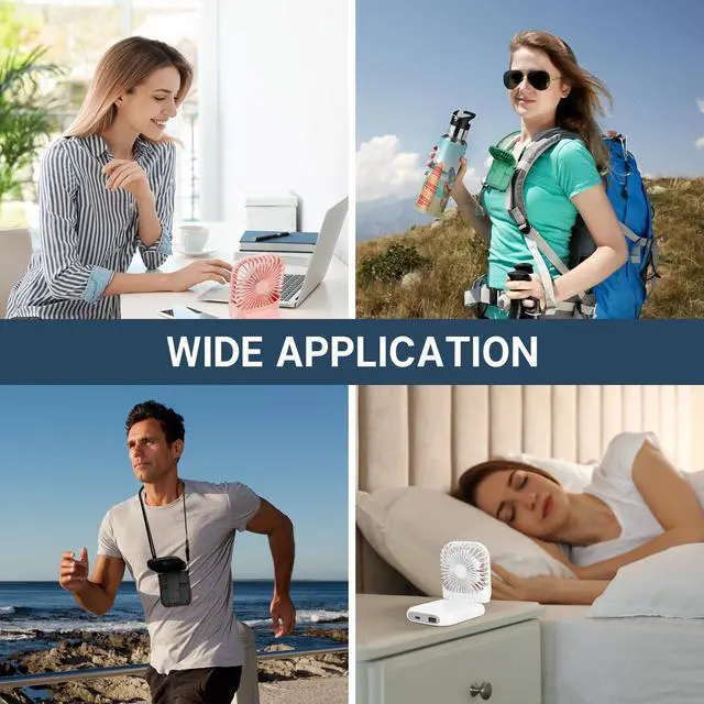 Alt view image 6 of 6 - Mini Fan Handheld Personal Fan Breeze Quiet Power Neck Fan Rechargeable, Outdoors, Hiking, Camping, white