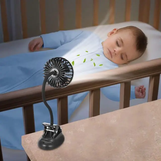 Alt view image 6 of 7 - Clip on Fan Usb Battery Operated Desk Clip Fan with Emergency Power Bank, Baby Stroller Fan Rechargeable Personal Fan Flexible Neck 3 Speeds Great for Beach Car Camping Dorm Bed Office-Navy Blue