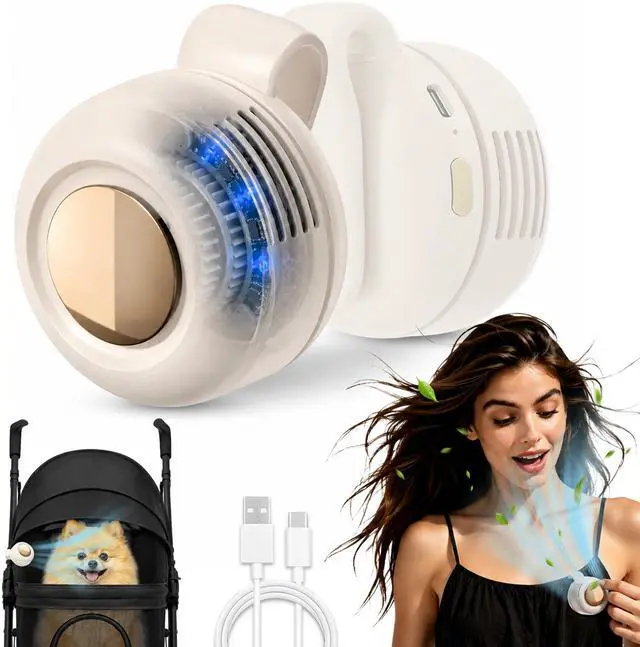 Main image of Mini Bladeless Fan Clip On, Portable Silent Mini Bladeless Fan Clip On, Adjustable 3-Speed Suspended Whirlwind Fans, USB-C Fast Charge, Clip Waist Neck Fan for Outdoor, Travel & Office Gift (White)