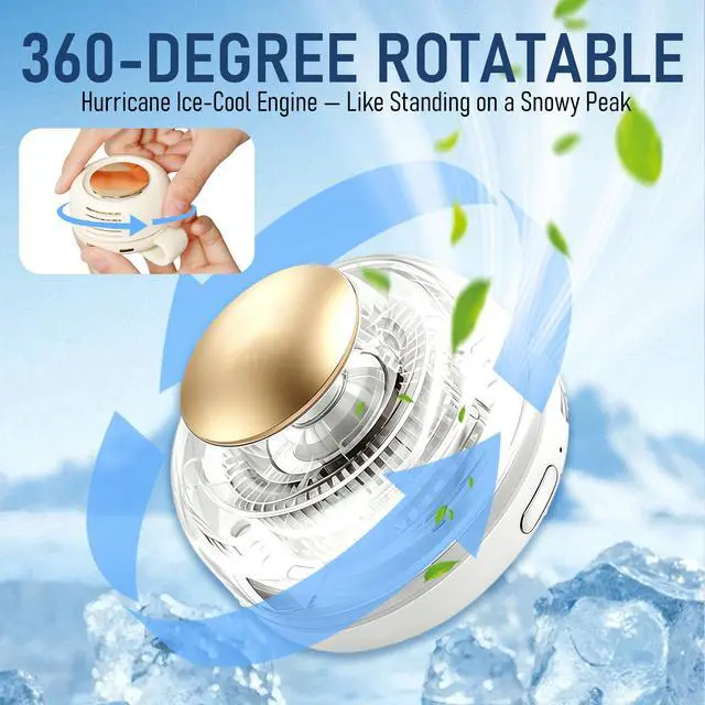 Alt view image 3 of 7 - Mini Bladeless Fan Clip On, Portable Silent Mini Bladeless Fan Clip On, Adjustable 3-Speed Suspended Whirlwind Fans, USB-C Fast Charge, Clip Waist Neck Fan for Outdoor, Travel & Office Gift (White)