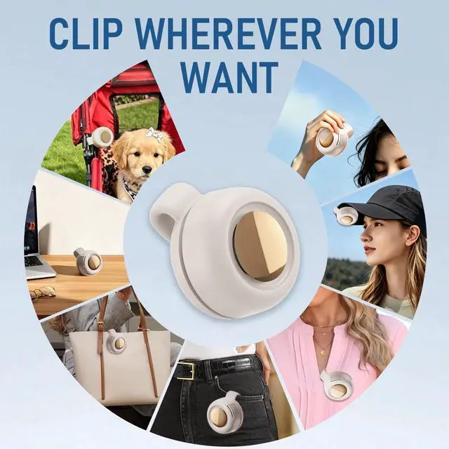 Alt view image 5 of 7 - Mini Bladeless Fan Clip On, Portable Silent Mini Bladeless Fan Clip On, Adjustable 3-Speed Suspended Whirlwind Fans, USB-C Fast Charge, Clip Waist Neck Fan for Outdoor, Travel & Office Gift (White)