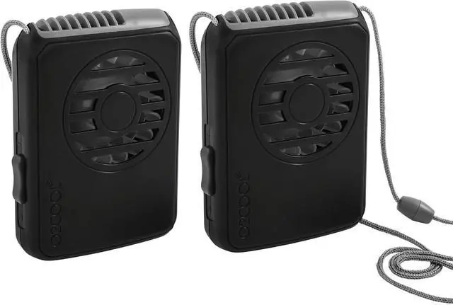 Main image of Deluxe Necklace Fan, Battery Powered with Adjustable Lanyard, 2 Pack, Black