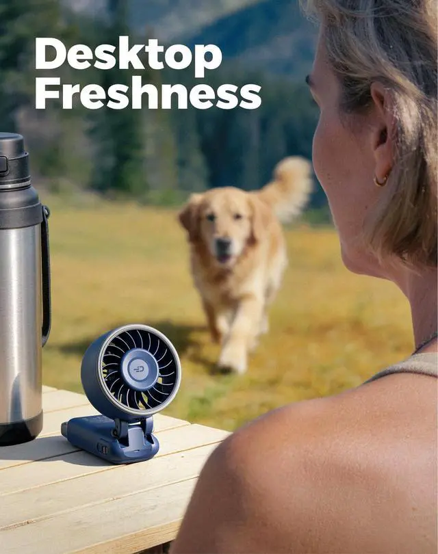 Alt view image 6 of 7 - Portable Handheld Fan, 7.4m/s High Speed Turbo Fan, 180° Foldable 4-in-1 Personal Neck Fan Integrated Carabiner Clip, 100 Speed Stepless Control, USB-C Rechargeable, 12H Battery, Fanzy D6036