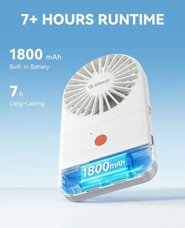 Alt view image 5 of 6 - Portable Neck Fan, Ultra-Lightweight Hands-Free Fan with Battery Operated, 3 Speeds, 7H Runtime, Foldable Desk Fan for Travel, Office, Commute -ReFAN White