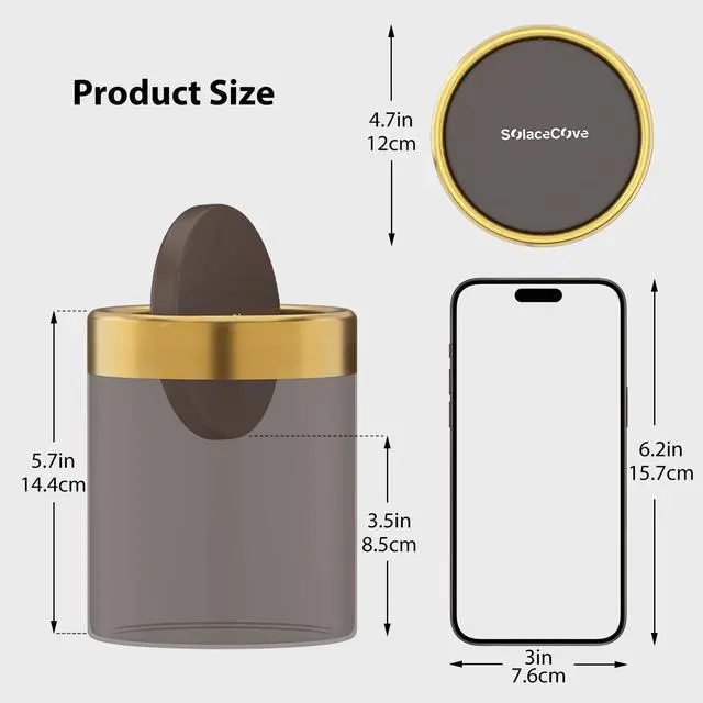 Alt view image 6 of 7 - Countertop Trash Can with Lid for Desk Top,0.4 Gallon Stainless Steel Mini Trash Can for DeskCarOfficeKitchen,Swing Top Trash Bin with a Roll of Trash Bag(Brown)