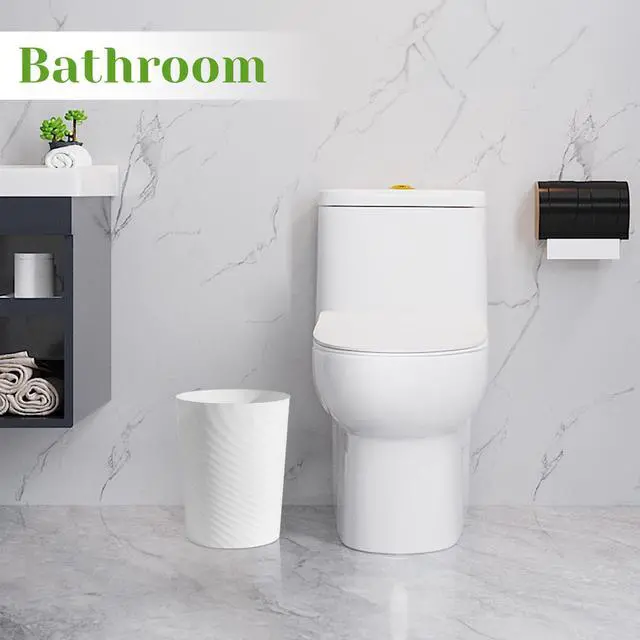 Alt view image 4 of 7 - Bathroom Small Trash Can with Trash Bag Plastic Garbage Can Round Waste Basket for Bathrooms, Laundry Room, Kitchens, Offices, Kids Rooms, Dorms, 1.8 Gallons, 3 Pack (White)