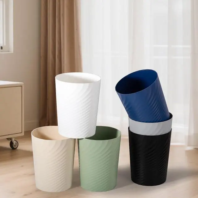 Alt view image 7 of 7 - Bathroom Small Trash Can with Trash Bag Plastic Garbage Can Round Waste Basket for Bathrooms, Laundry Room, Kitchens, Offices, Kids Rooms, Dorms, 1.8 Gallons, 3 Pack (White)