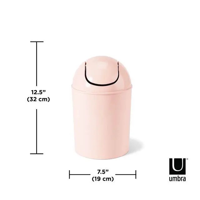 Alt view image 2 of 7 - 1.25 Gallon Mini Waste Can with Removable Swing-Top Lid - Small Garbage Bin for Kitchen, Bathroom, Bedroom, Office - Compact Trash Can Fit Under Tables & Counters - Pink