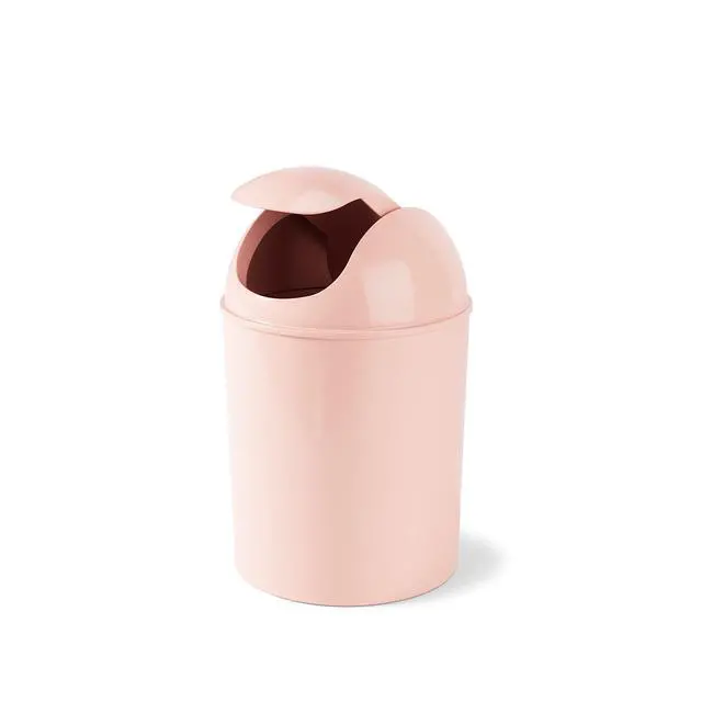 Alt view image 3 of 7 - 1.25 Gallon Mini Waste Can with Removable Swing-Top Lid - Small Garbage Bin for Kitchen, Bathroom, Bedroom, Office - Compact Trash Can Fit Under Tables & Counters - Pink