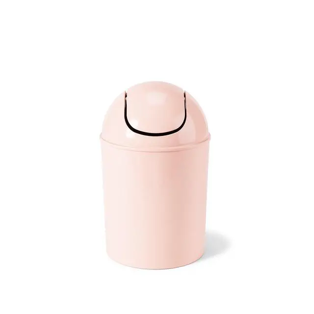 Alt view image 4 of 7 - 1.25 Gallon Mini Waste Can with Removable Swing-Top Lid - Small Garbage Bin for Kitchen, Bathroom, Bedroom, Office - Compact Trash Can Fit Under Tables & Counters - Pink