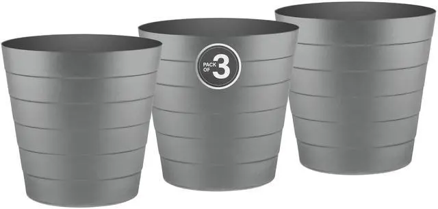 Main image of Small Trash Can (1.3 Gallons), Dorm Trash Can, Heavy Duty Dust Bin, Mini Garbage Can for Bedroom (Pack Of 3), Plastic Wastebasket, Bathroom Wastebasket (Grey) Round paper Trashcan, Office Trash Bin