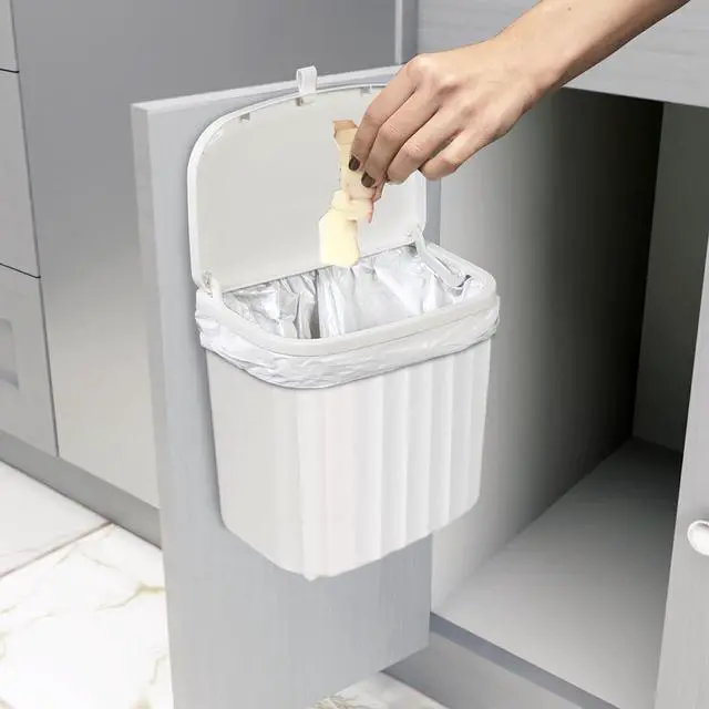 Alt view image 6 of 7 - Roomate Under Counter Waste Bin | Space Saving Small Trash Can for Kitchen Cabinet, Bathroom or Office | Dual Lid for Ease of Opening, 7 Liter, White