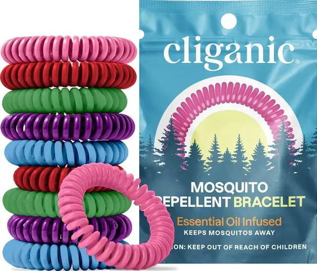 Main image of 20 Pack Mosquito Repellent Bracelets for Adults & Kids (Rainbow Colors) - Natural DEET-Free Bands, Individually Wrapped