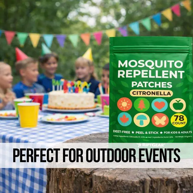 Alt view image 4 of 7 - Mosquito Patches - 78 Pack of Bug Stickers for Kids and Adults, Natural Citronella Patch Sticks to Any Surface - DEET Free Mosquito Stickers