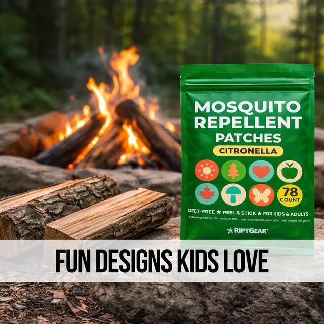 Alt view image 5 of 7 - Mosquito Patches - 78 Pack of Bug Stickers for Kids and Adults, Natural Citronella Patch Sticks to Any Surface - DEET Free Mosquito Stickers