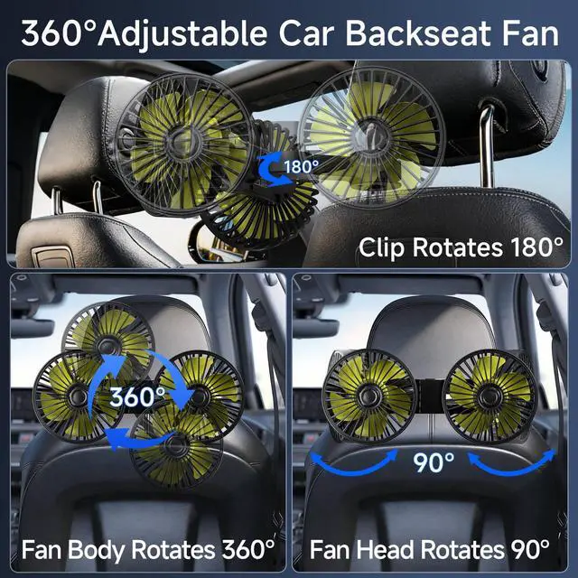 Alt view image 2 of 7 - Car Fans for Backseat for Kids, Car Backseat Fan for Car Back Seat(No Battery)