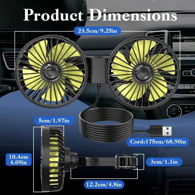 Alt view image 3 of 7 - Car Fans for Backseat for Kids, Car Backseat Fan for Car Back Seat(No Battery)