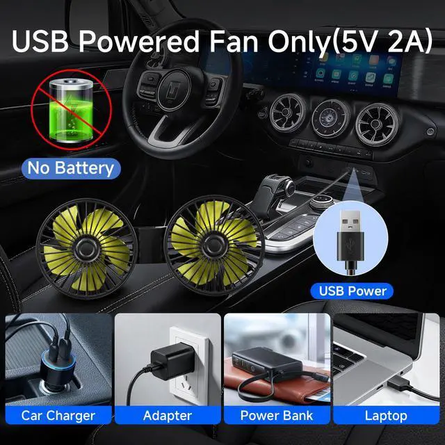 Alt view image 5 of 7 - Car Fans for Backseat for Kids, Car Backseat Fan for Car Back Seat(No Battery)