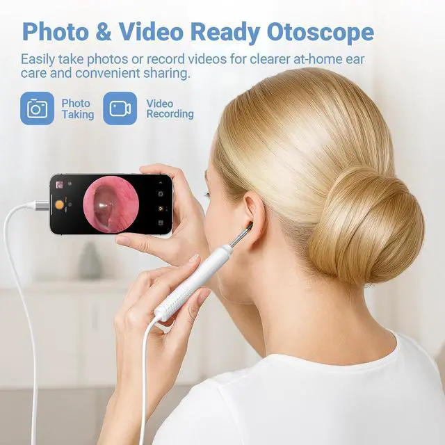 Alt view image 3 of 5 - Otoscope with Light, 720P HD Ear Cleaning Camera & 6 LED Lights Ear Scope, Digital Otoscope with Camera, Smart Endoscope, Plug & Play, USB-C Port