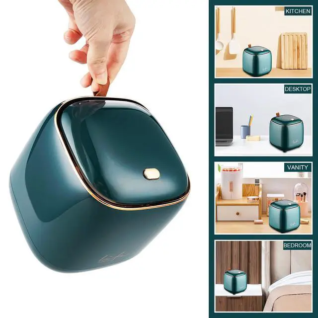 Alt view image 5 of 6 - Mini Trash Can 1.6L/0.4 Gallon with Trash Bags 180pcs, Tiny Small Desktop Trash Bin with Lid, Countertop Mini Garbage Bin for Home, Office, Kitchen, Bedroom, Bathroom (Blue)