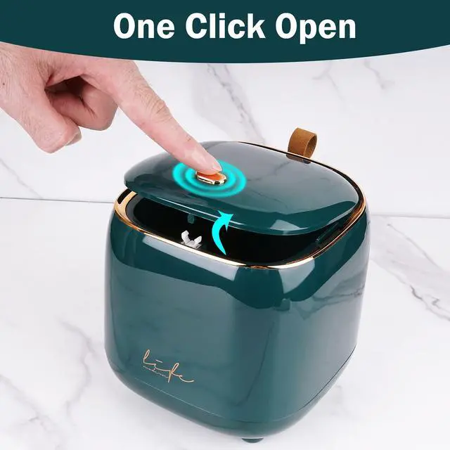 Alt view image 6 of 6 - Mini Trash Can 1.6L/0.4 Gallon with Trash Bags 180pcs, Tiny Small Desktop Trash Bin with Lid, Countertop Mini Garbage Bin for Home, Office, Kitchen, Bedroom, Bathroom (Blue)
