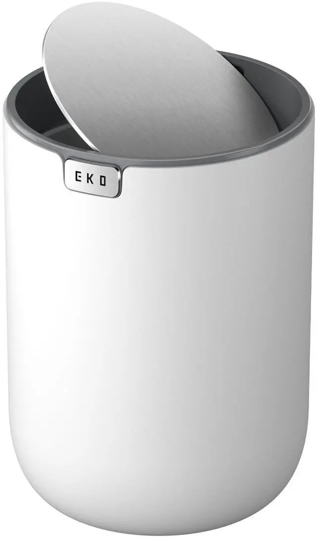 Main image of Fandy 0.58 Gal/2.2L Mini Trash Can with Lid, Swing-Top Desktop Trash Can for Bathroom, Countertop, Vanity, Desk or Office, Small Garbage Bin (White)