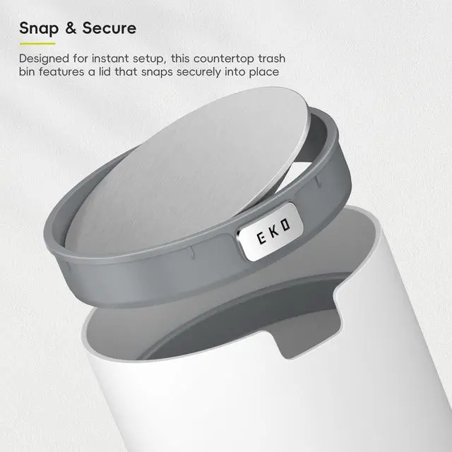 Alt view image 5 of 7 - Fandy 0.58 Gal/2.2L Mini Trash Can with Lid, Swing-Top Desktop Trash Can for Bathroom, Countertop, Vanity, Desk or Office, Small Garbage Bin (White)